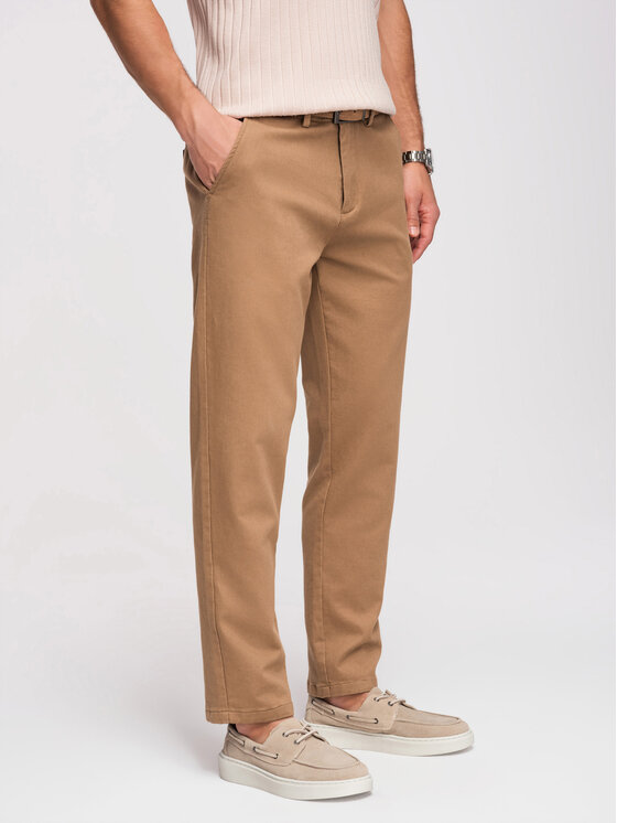 Ombre Ombre Chinosy OM-PACP-0294 Brązowy Slim Fit