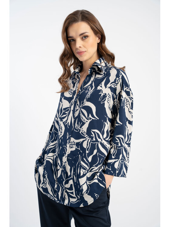 CLICK CLICK Koszula 10-6817 Granatowy Regular Fit