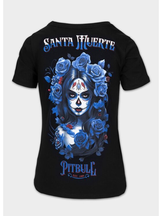 PITBULL PITBULL T-Shirt Koszulka damska SANTA MUERTE ROSE S Czarny Regular Fit
