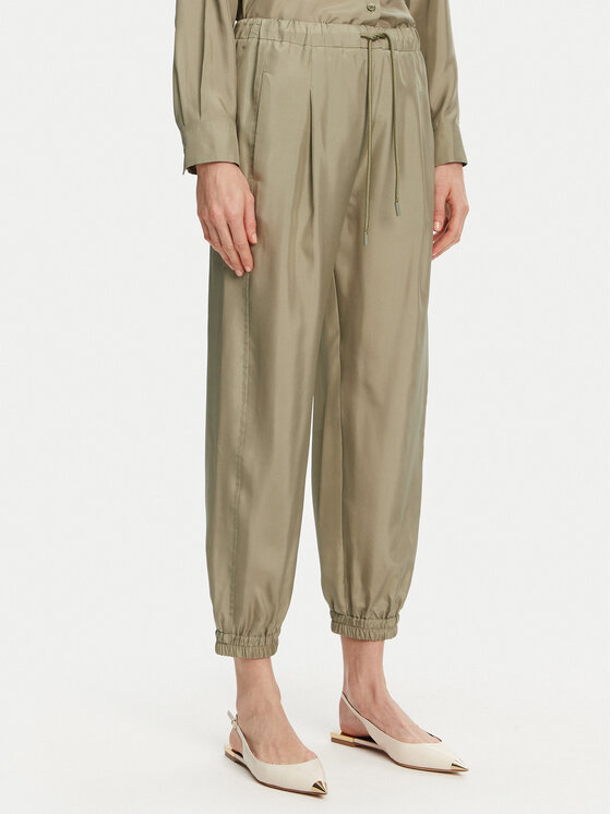 Marella Marella Kalhoty z materiálu Abetaia 2513131095 Zelená Relaxed Fit