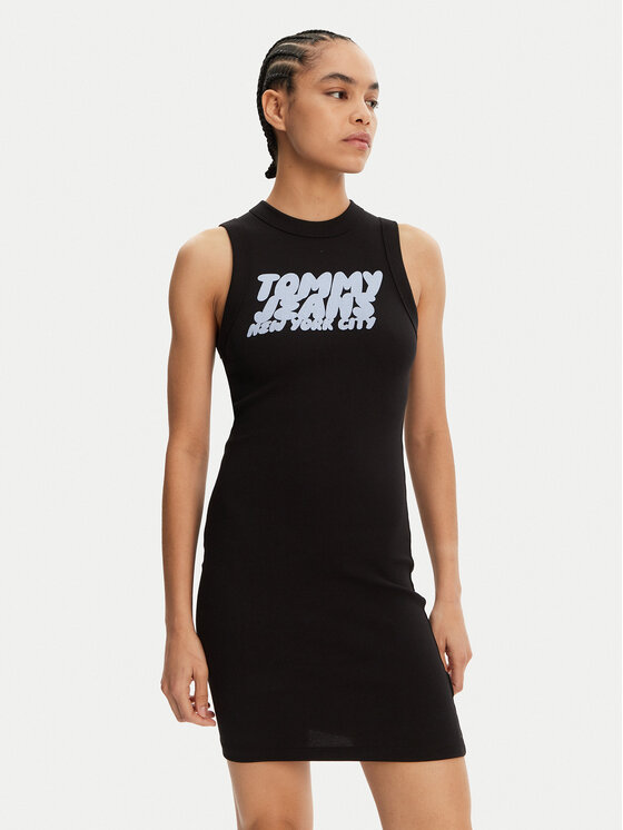 Tommy Jeans Tommy Jeans Ежедневна рокля Bubble DW0DW21351 Черен Slim Fit