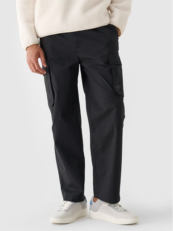 4F 4F Pantaloni di tessuto 4FRAW24TTROM1167-20S Nero Regular Fit