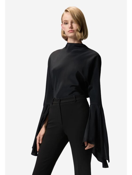 PINKO PINKO Μπλουζάκι BRATZ BLUSA CREPE DE CHINE NERO LIMOUSINE Μαύρο Regular Fit