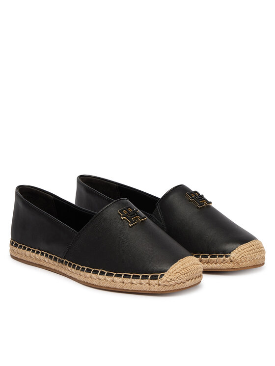 Tommy Hilfiger Tommy Hilfiger Espadrilky Th Logo Leather Espadrille FW0FW09246 Černá