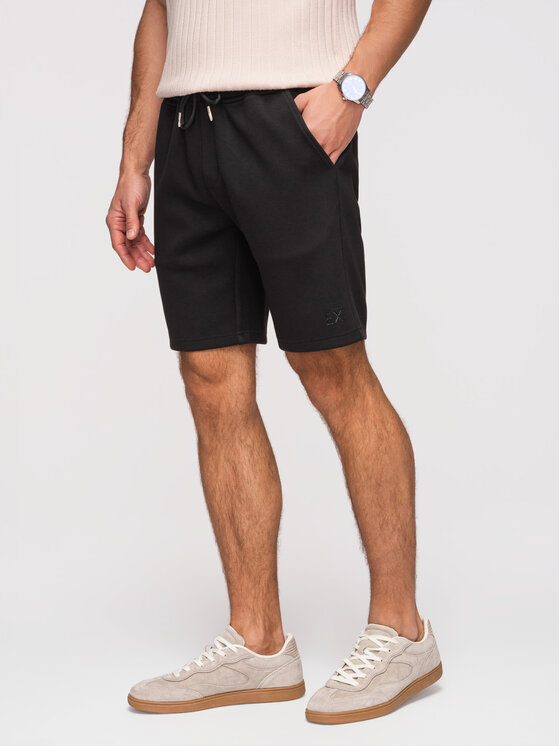 Ombre Ombre Szorty materiałowe OM-SRBC-0153 Czarny Regular Fit