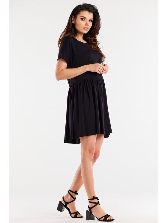 Awama Awama Sukienka letnia A517 Czarny Basic Fit