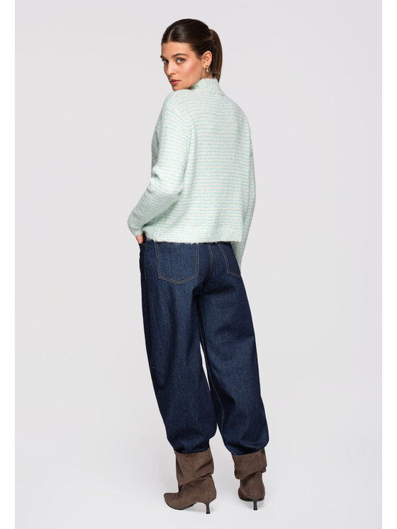 Ombre Ombre Sweter OW-SWCD-0106 Niebieski Loose Fit