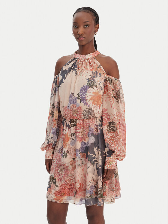 Guess Sukienka koktajlowa W6GK05 W1577 Beżowy Regular Fit