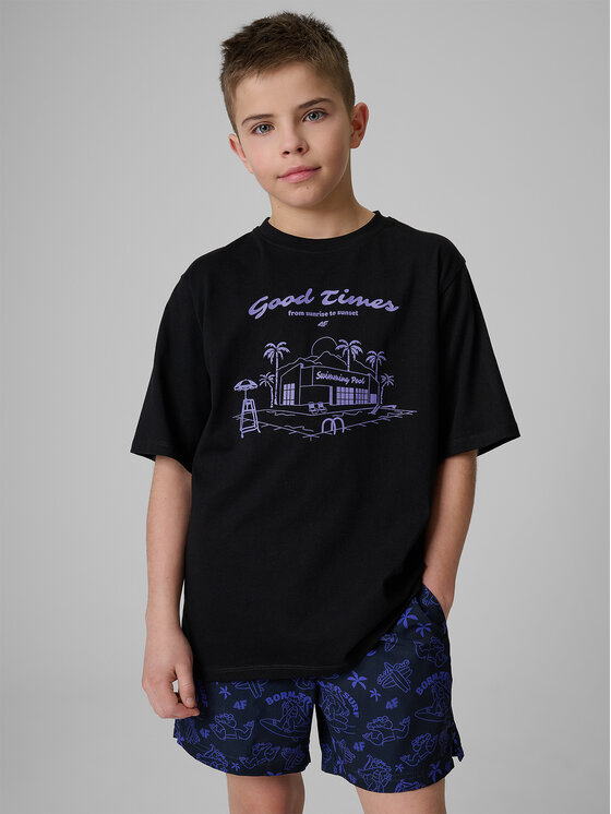 4F 4F T-Shirt WAVE RIDERS CLUB Czarny Loose Fit
