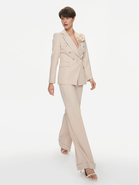 Maryley Maryley Kalhoty z materiálu 24EB537/43GE Béžová Relaxed Fit