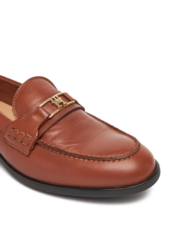 Tommy Hilfiger Tommy Hilfiger Loaferice Th Logo Leather Loafer FW0FW08705 Smeđa