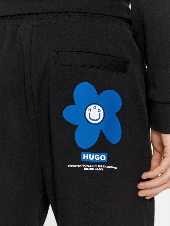 HUGO Hugo Sportiniai šortai Nematiso 50515628 Juoda Regular Fit