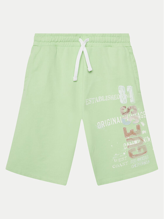 Guess Guess Kratke hlače iz tkanine L5GD06 KA6R4 Zelena Regular Fit