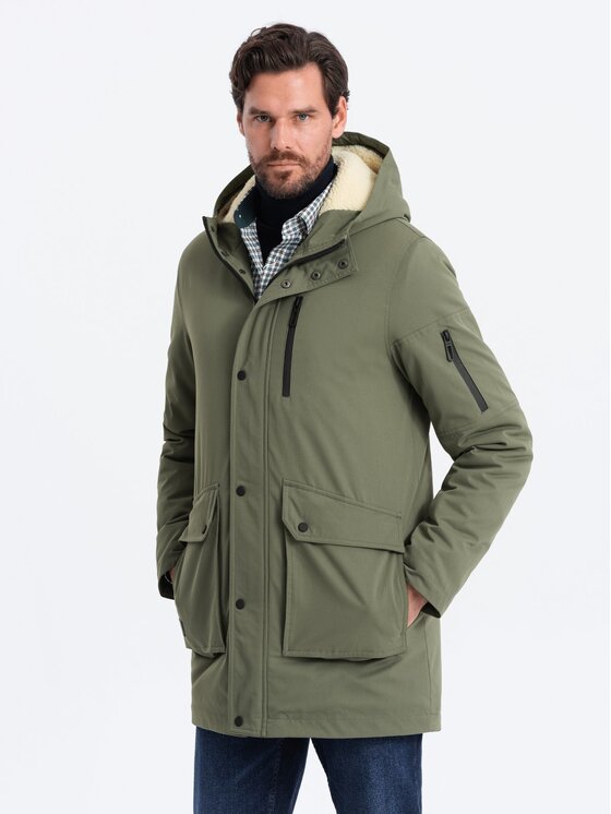 Ombre Ombre Parka OM-JALJ-0131 Khaki Regular Fit