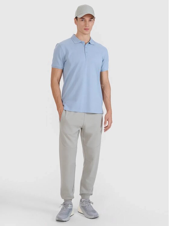 4F 4F Polo 4FWSS25TPTSM407-34S Niebieski Regular Fit