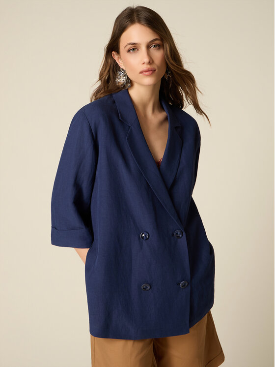 Oltre Oltre Giacca da abito R008J100325N034 Blu Baggy Fit