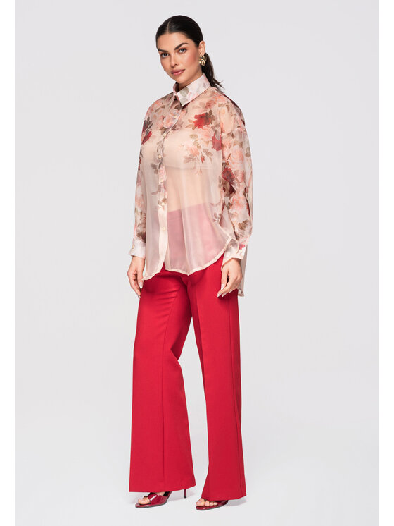 Ombre Ombre Koszula OW-SH-E0028 Beżowy Oversize