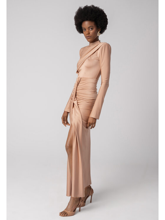 sax35th sax35th Sukienka wieczorowa ALISE Beżowy Slim Fit