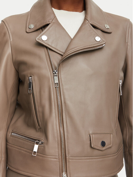 BOSS BOSS Giacca di pelle Sayuri 50548471 Marrone Regular Fit