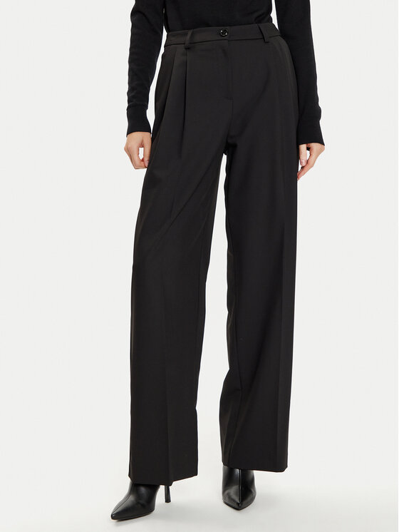 Imperial Bavlnené nohavice P1U5IIC Čierna Wide Leg