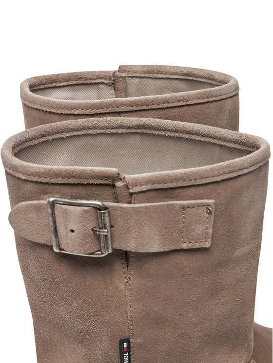 Tommy Jeans Tommy Jeans Боти Tjw Urban Biker Boot Suede EN0EN02729 Сив