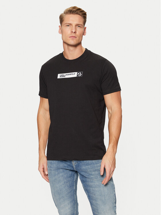 Karl Lagerfeld Jeans Tricou A1M17112 Negru Slim Fit