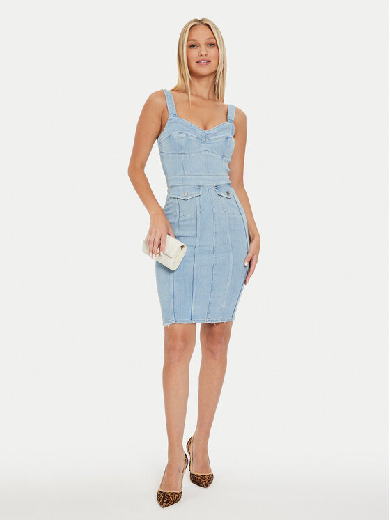 Guess Guess Дънкова рокля Lidia W4YK02 D5DX2 Син Slim Fit