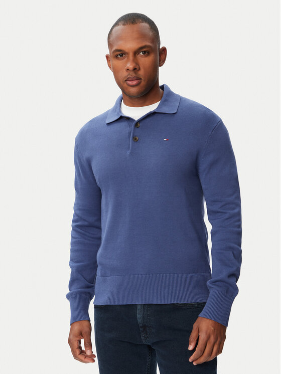 Tommy Jeans Pulover Essential DM0DM20304 Albastru Slim Fit