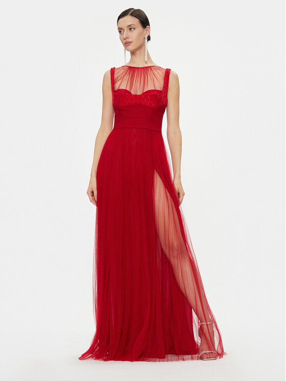 Elisabetta Franchi Rochie de seară AB-400-36E2-V890 Roșu Regular Fit