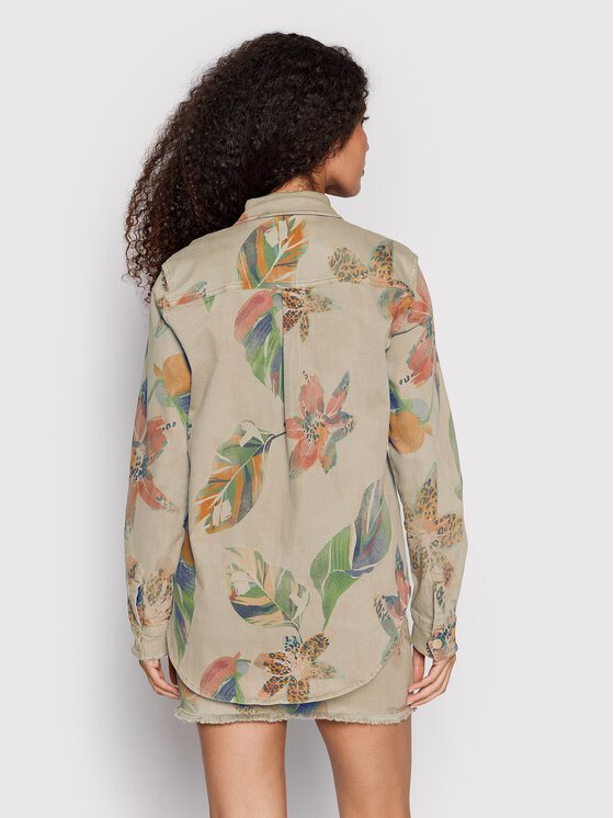 Camicia di jeans Flower 22SWCN04 Beige Oversize
