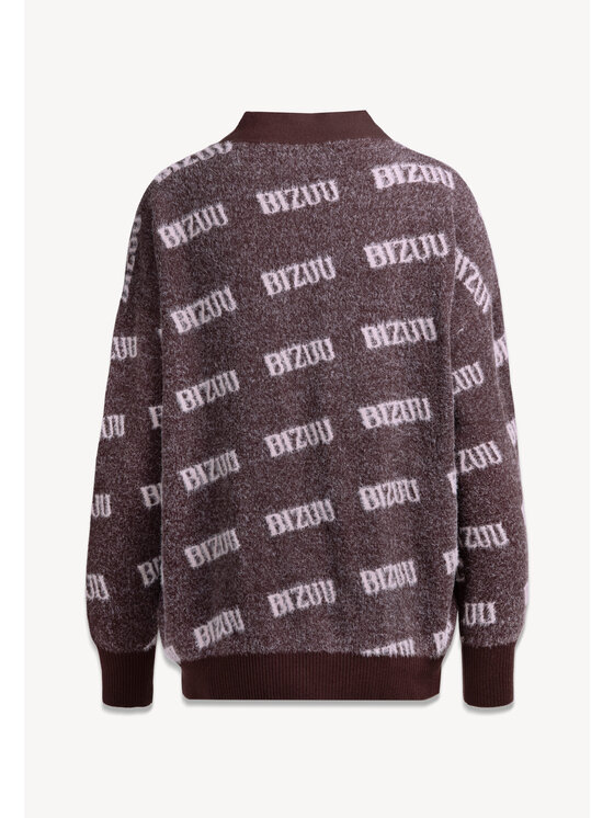 BIZUU BIZUU Kardigan MYLES OVERSIZED LOGO Brązowy Standard Fit