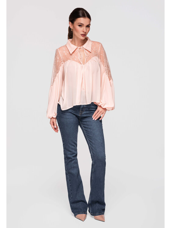 Ombre Ombre Bluzka OW-TS-E0026 Różowy Loose Fit