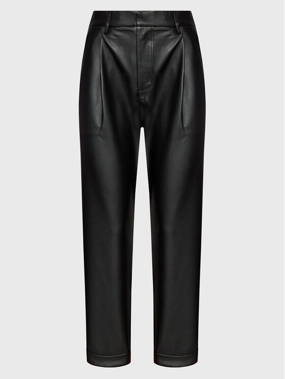 Brixton Pantaloni din imitație de piele Aberdeen 04837 Negru Relaxed Fit
