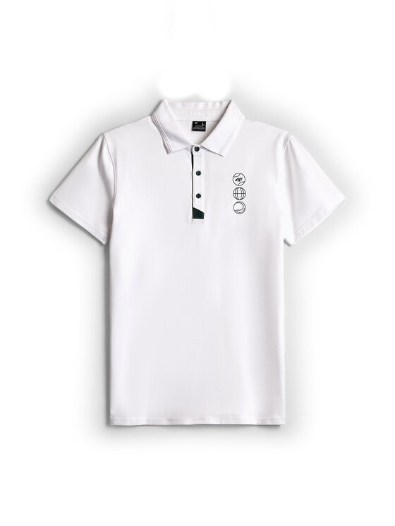 4F 4F Polo SETPOINT Biały Slim Fit