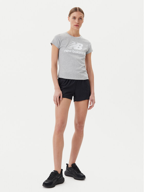 New Balance New Balance T-Shirt Essentials Stacked Logo Tee WT91546 Szary Athletic Fit