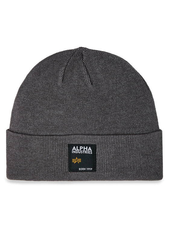 Męska Czapka Alpha Industries, Szara, Label Beanie 118934