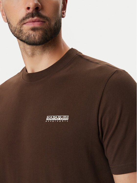 Napapijri Napapijri T-Shirt NP0A88TR Brązowy ciemny Regular Fit