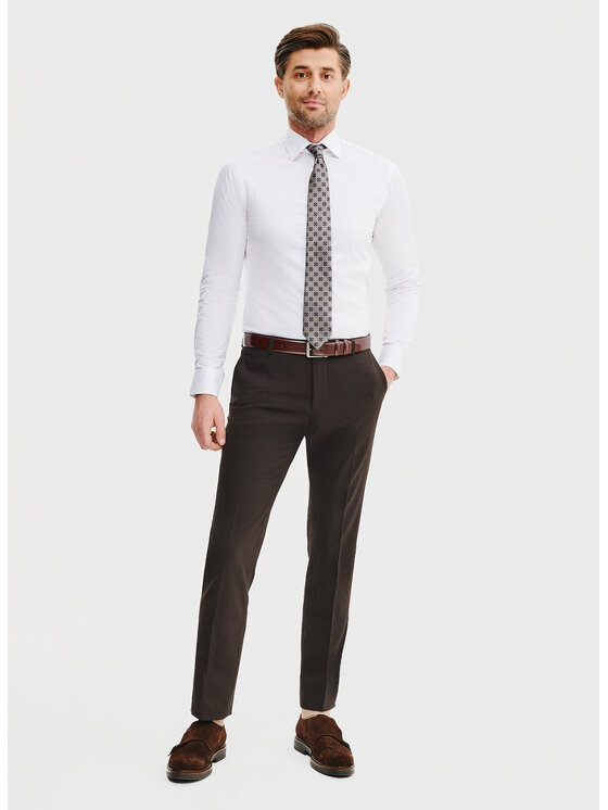 Pako Lorente Pako Lorente Spodnie garniturowe P25SF-6G-004 Brązowy Slim Fit