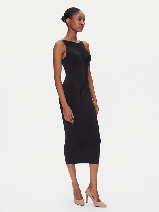 Wolford Wolford Koktejlové šaty Satin Sheer 57176 Čierna Slim Fit