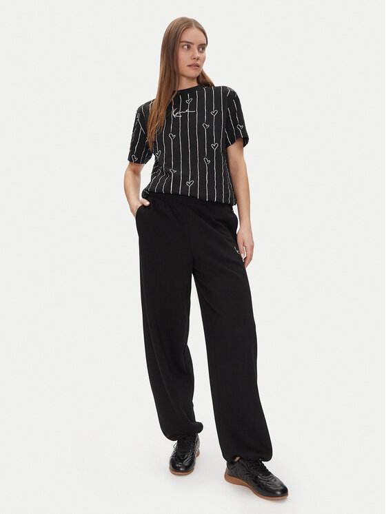 Karl Kani Karl Kani T-särk Signature Heart Pinstripe Os 61300126 Must Regular Fit