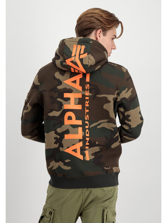 Alpha Industries Alpha Industries Bluza Backprint Camo Hoodie Khaki Regular Fit