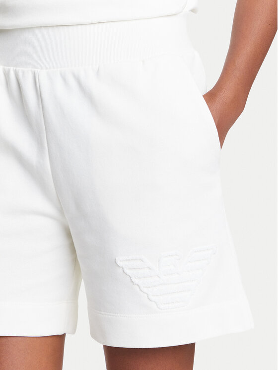 Emporio Armani Emporio Armani Pantaloni scurți sport EW000778 AF12186 U1131 Alb Loose Fit