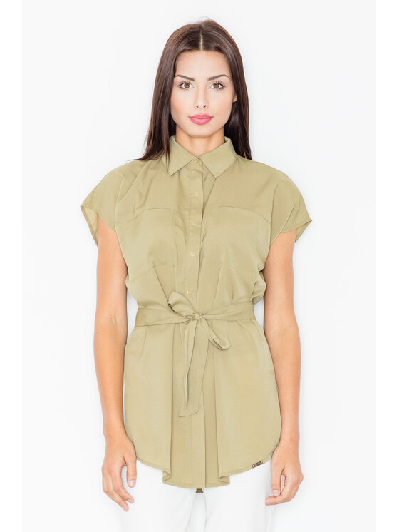 FIGL FIGL Bluzka M463 Khaki Regular Fit