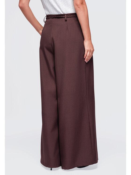 Ombre Ombre Spodnie materiałowe OW-PA-E0018 Brązowy Relaxed Fit