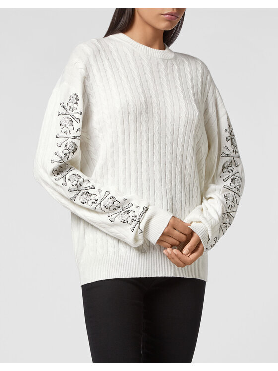 PHILIPP PLEIN PHILIPP PLEIN Sweter 8351 Beżowy Regular Fit