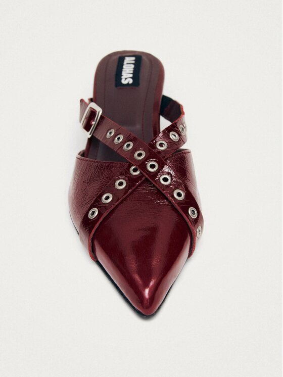ALOHAS ALOHAS Sandały Zyra Onix Burgundy Leather Mules Bordowy