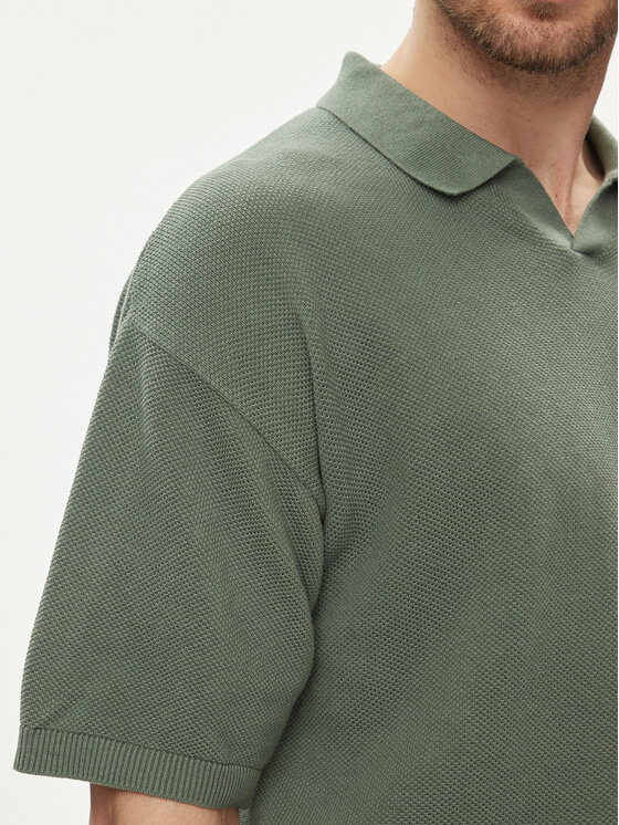 Jack&Jones Jack&Jones Тениска с яка и копчета Linen 12252748 Зелен Regular Fit