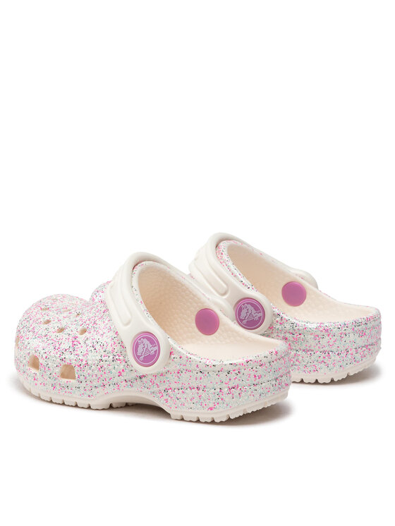 Crocs Klapki Classic Glitter Clog T 206992 Biały | Modivo.pl