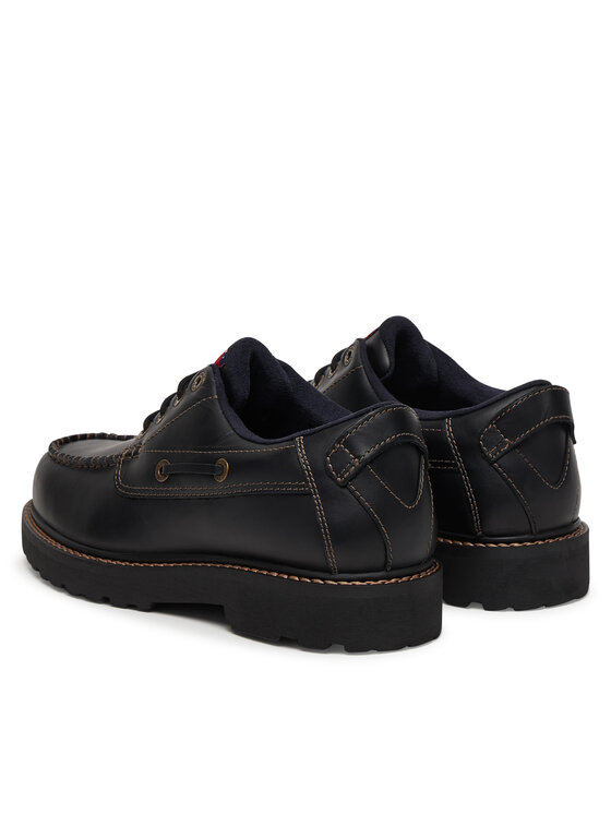 Tommy Jeans Tommy Jeans Κλειστά παπούτσια Archive '01 Boat Shoe Leather EM0EM01651 Μαύρο