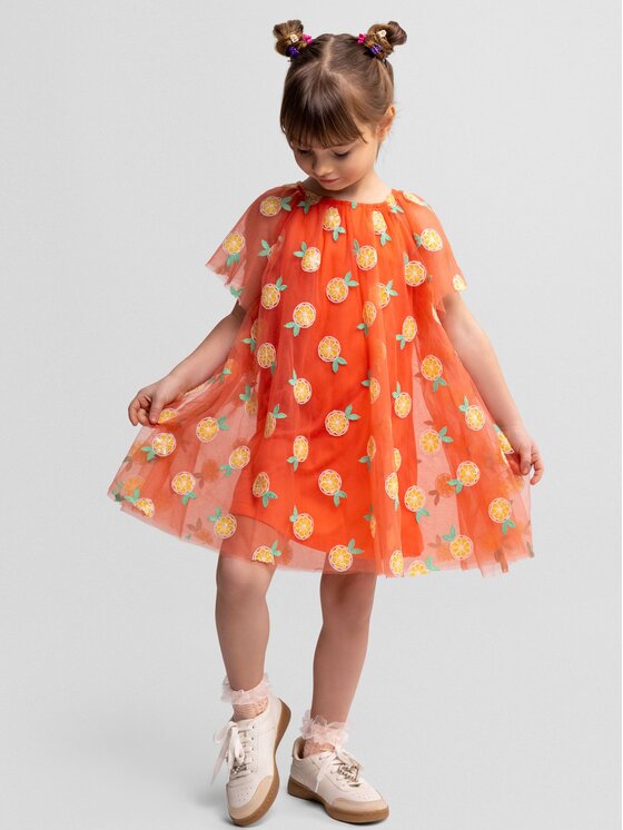 minoti minoti Sukienka elegancka 30DRESS117 Pomarańczowy Regular Fit